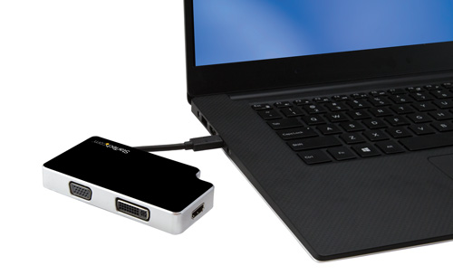 Photo de l'adaptateur connect&egrave; au Dell&nbsp;XPS