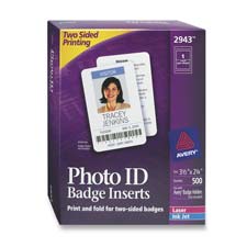 Photo ID Badge Insert, 2-Sided, 2-1/4"x3-1/2", 500/BX