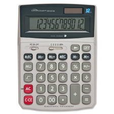 "12-Digit Desktop Calculator, 6-4/8""x7-3/5""x2"", GY/BK"