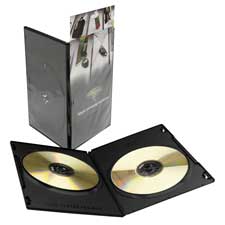 DVD/CD Storage Cases,Wrap Around Exterior,2 Cap.,5/PK,Black