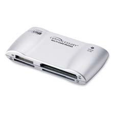 Memory Card Reader,USB 2.0,Cable Included,Black/Silver