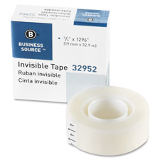 Invisible Tape, Refill Roll, 1" Core, 3/4"x1296", Clear