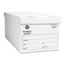"Storage Box, Lift Off Lid, Letter, 12""x24""x10"", 12/CT, White"