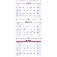 "Wall Calendar, 3Mth View, 14Mth Dec-Jan, Cream"