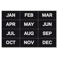 "Magnetic Monthly Calendar Characters, 12/BG, Black"