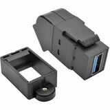 TRIPP LITE, USB 3.0 ALL-IN-ONE KEYSTONE/PANEL MOUNT ANGLED COUPLER (F/F), BLACK