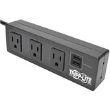 TRIPP LITE, 3-OUTLET SURGE PROTECTOR POWER STRIP W/2-PORT USB CHARGING BLACK