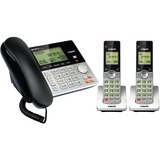 Corded/cordless answering system with dual Caller ID and 2 Handsets Silver/Black