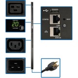 TRIPP LITE, 3.7KW/16A SINGLE-PHASE MONITORED PDU, 208/230V, OUTLETS 20-C13/4-C19, C20/L6-20P ADAPTER, 10FT CORD, 0U RACK-MOUNT