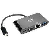 TRIPP LITE, USB-C MULTIPORT ADAPTER - 4K HDMI, USB-A PORT, GBE, 60W PD CHARGING, HDCP, BLACK