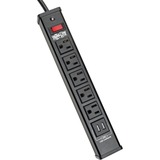 TRIPP LITE, 5-OUTLET SURGE PROTECTOR WITH 2 USB PORTS (3.4A SHARED) - 6FT (1.83 M) CORD, 450 JOULES, METAL HOUSING