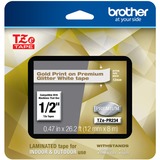 BROTHER MOBILE, 0.47 IN X 26.2 FT (12MM X 8M), GOLD INK ON GLITTER WHITE LABEL, 2 PACK