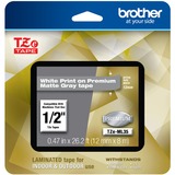 BROTHER MOBILE, 0.47 IN X 26.2 FT (12MM X 8M), WHITE INK ON MATTE GRAY LABEL, 2 PACK