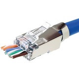 Shielded Feed-Thru Modular Plug for CAT6A/6/5e Cables with Insulated Conductor Ranges of 0.040in. to 0.048in. diameter; 25 Pack