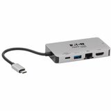 TRIPP LITE, USB C DOCKING STATION 4K USB HUB HDMI VGA GBE PD CHARGING GRAY