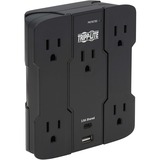 TRIPP LITE, SAFE-IT 5-OUTLET SURGE PROTECTOR, USB-A/USB-C PORTS, 5-15P DIRECT PLUG-IN, 1050 JOULES, ANTIMICROBIAL PROTECTION, BLACK