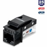 25 Pack Cat6 RJ-45 Keystone Jack, Black